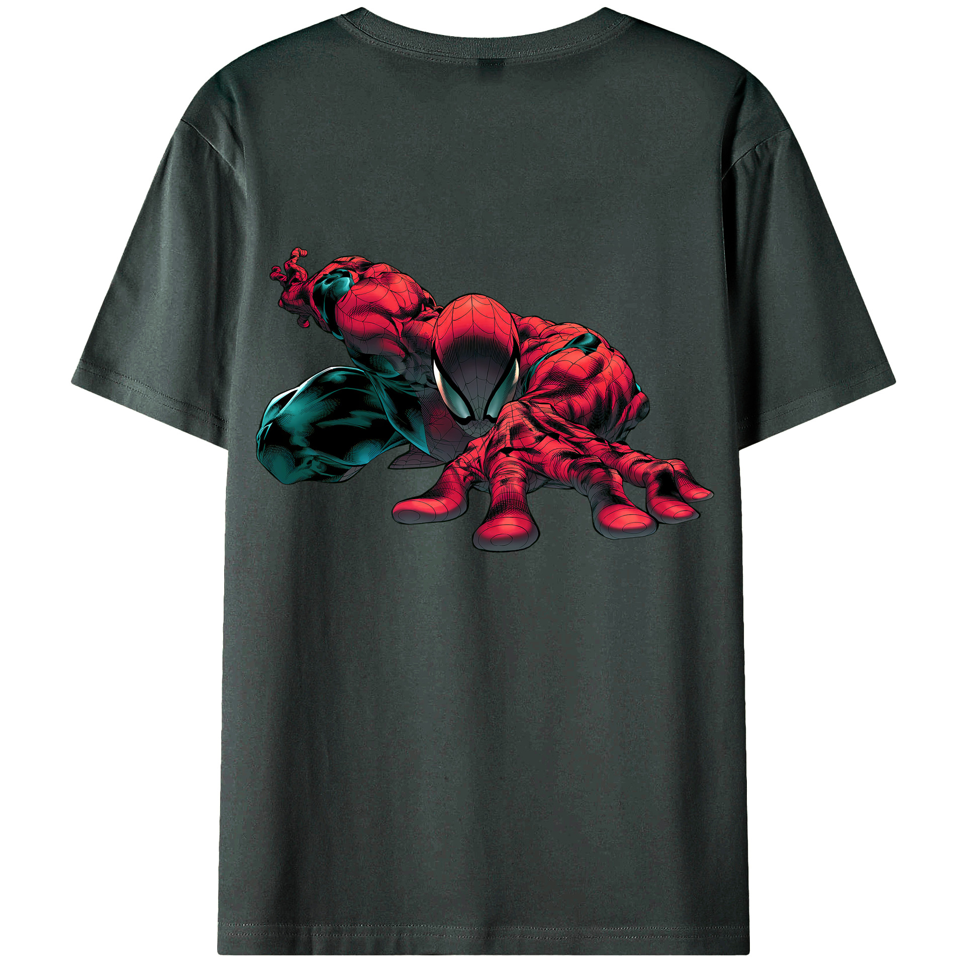 （画像用） Spider Man スパイダーマン 綿100％ メンズ半袖Tシャツ（バックプリント） 通気性